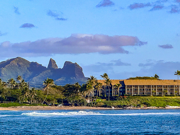 I-Phone: Lydgate Beach Park- Looking North at Wailua Bay to Kalalea Mountain