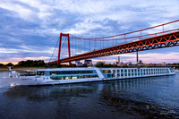 Emmerich am Rhein: Germany: Emmerich Rhine Suspension bridge: Completed 1965: Longest suspension bridge in Germany: Image taken from Viking Alruna Rhine River Cruise Ship
