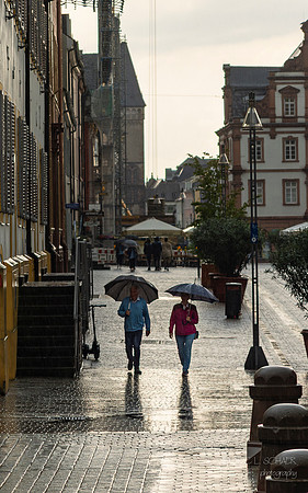 Speyer Germany- Rain in the courtyard of Speyer Cathedral