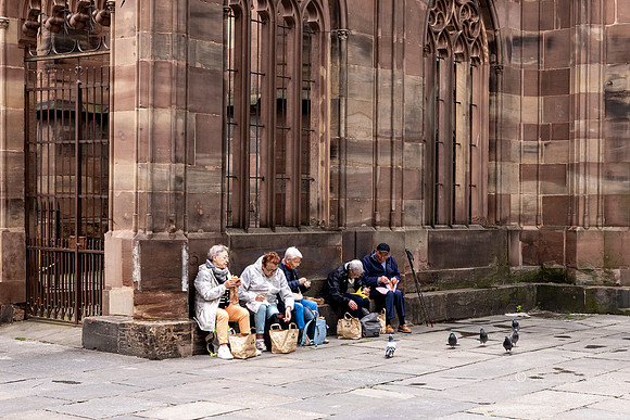 Strasbourg France: Strasbourg Cathedral: Some Visitor's having Lunch