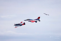 F-16 Viper Fighter Jet & WWII era P-51 Mustang