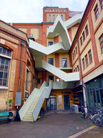 Basel Switzerland: Fun Stairway to climb- Workroom Warteck: Once a Brewery- Good example of reuse-renovation project