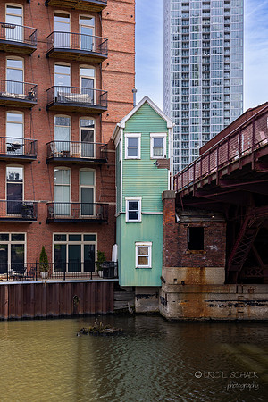 Chicago Illinois (IL)  Grand Ave Bridge. Chicago River North Branch