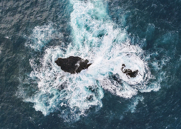 Pu'Ukil Island Drone Image Hana Bay, Hana Hi