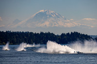 Seattle WA. Hyroplane Boat Race- Mt. Rainier Background