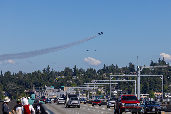 U.S. Navy Blue Angels Boeing F/A-18 Super Hornet over Mercer Island and I-90 Bridge